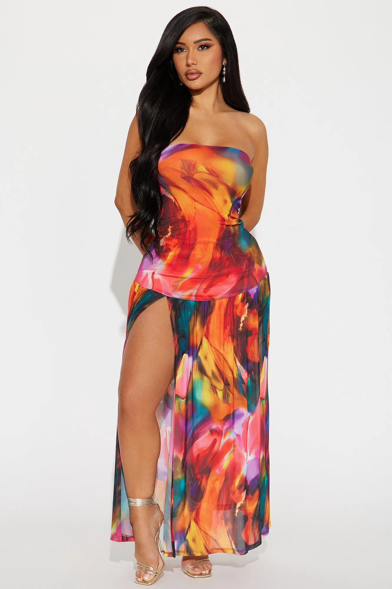 Seasonal Love Mesh Maxi Dress - Multi Color sold by Fashion Nova