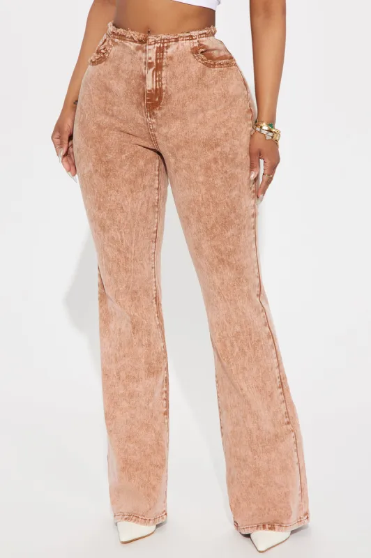Nevermind Washed Flared Pant - Rust sold by Fashion Nova