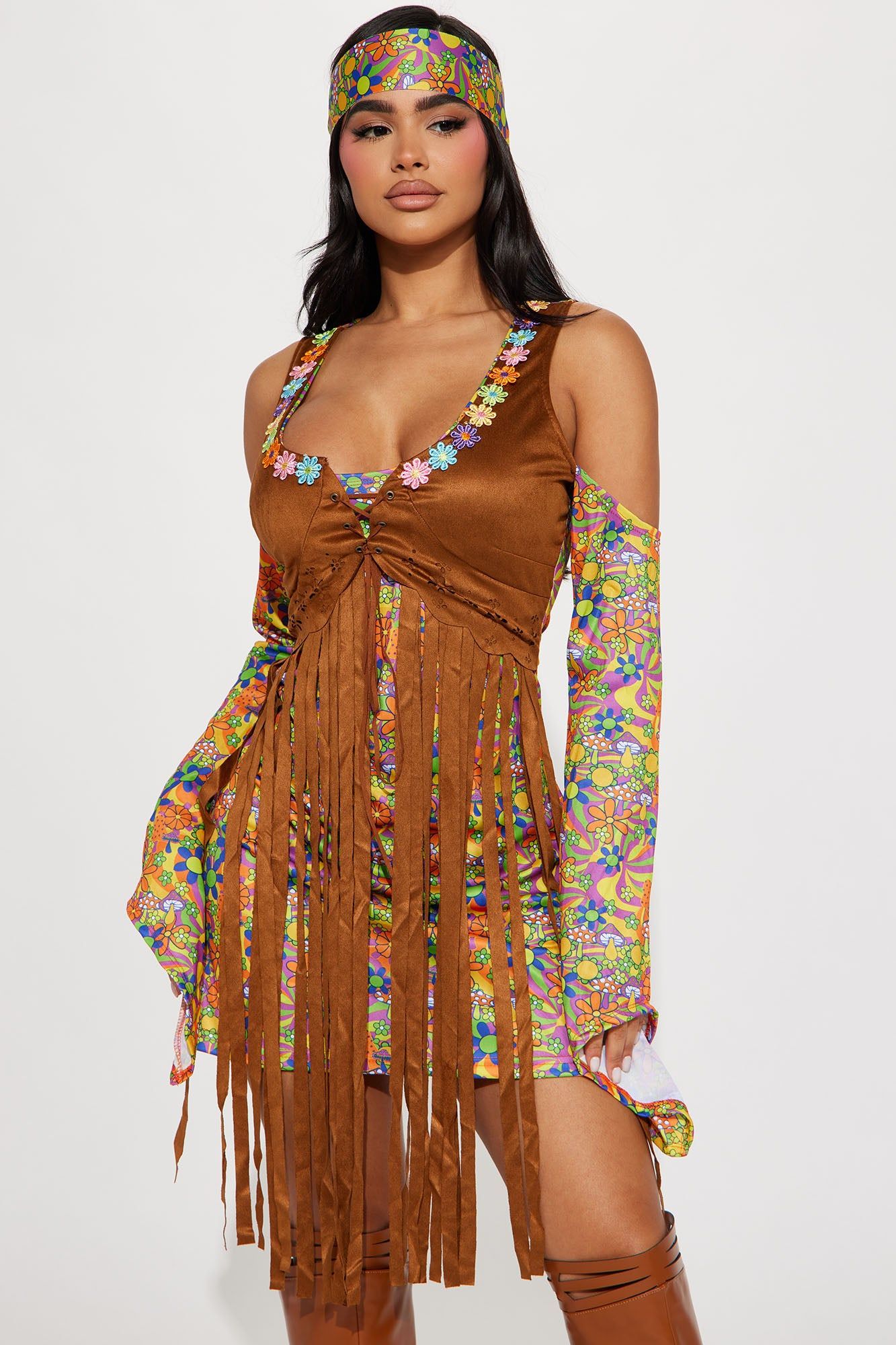 Flower Power Cutie 2 Piece Costume Set - Brown/combo sold by Fashion Nova product image thumbnail 2