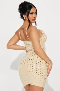 Anais Embellished Mini Dress - Nude sold by Fashion Nova