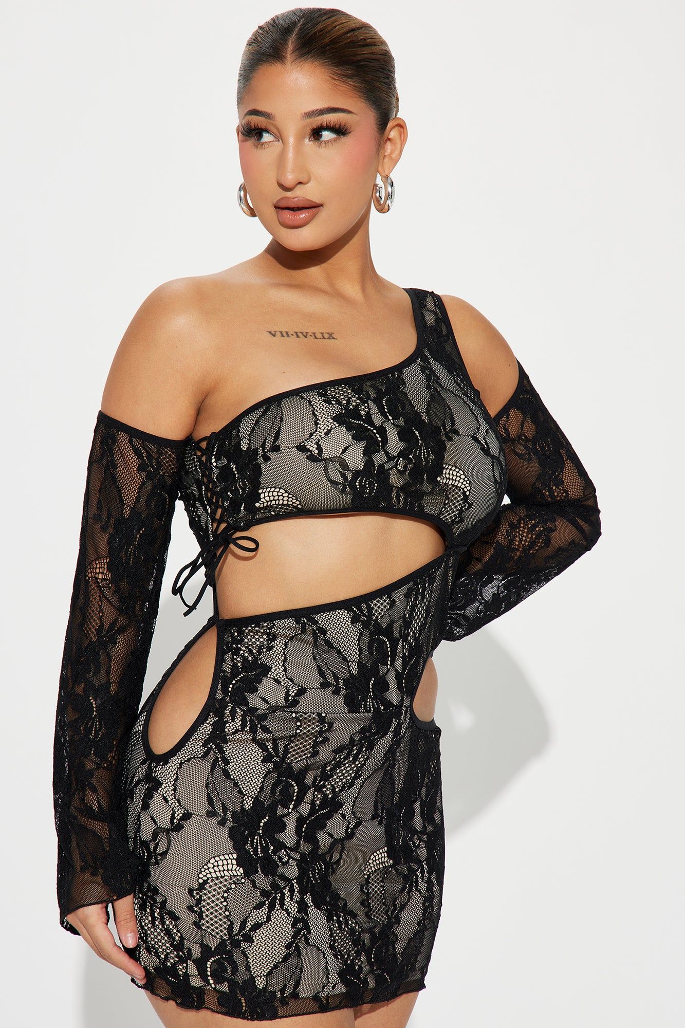 Lace Affair Mini Dress - Black sold by Fashion Nova