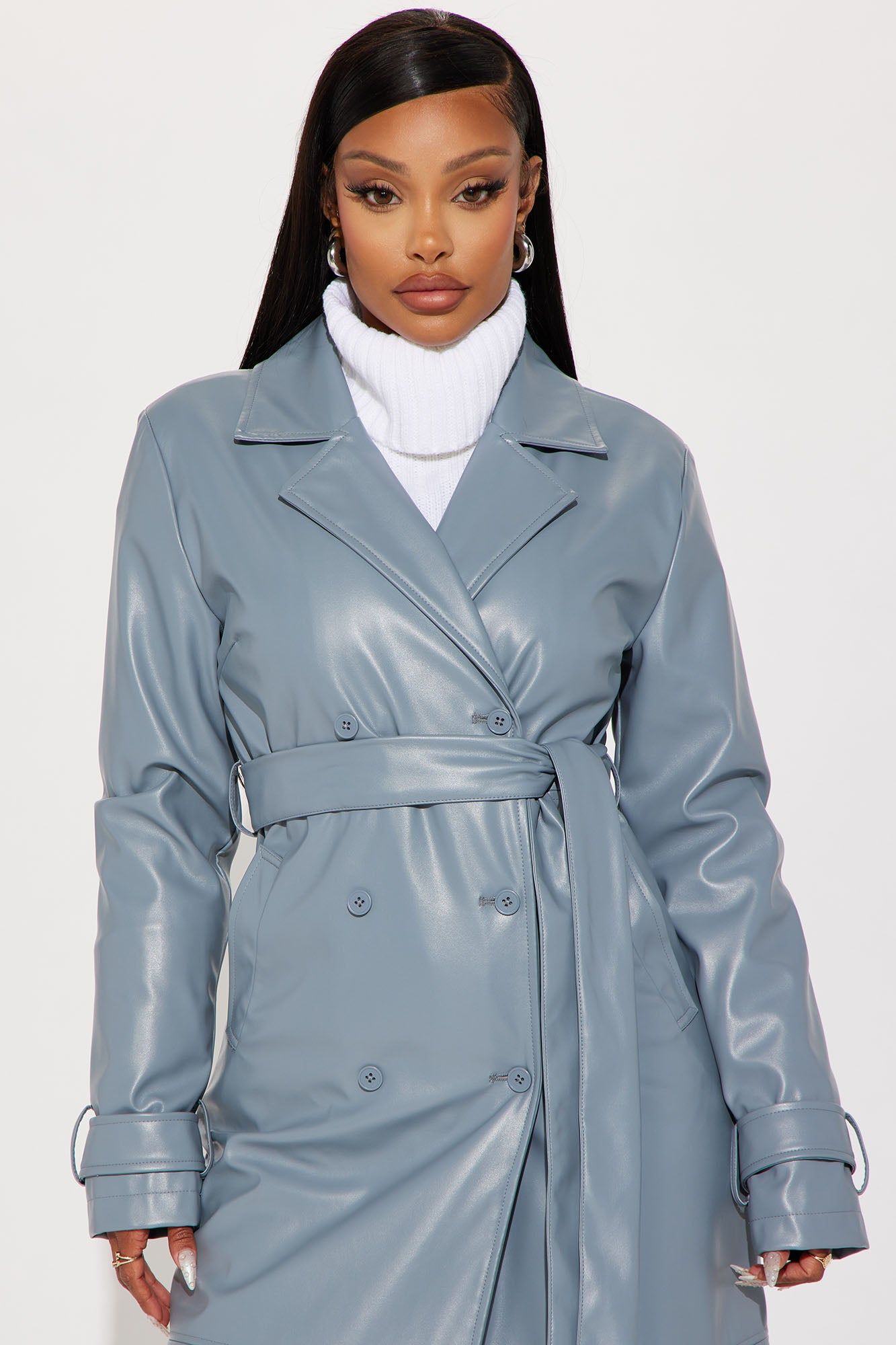 Last Nights Look Trench Coat - Slate Blue sold by Fashion Nova product image thumbnail 5