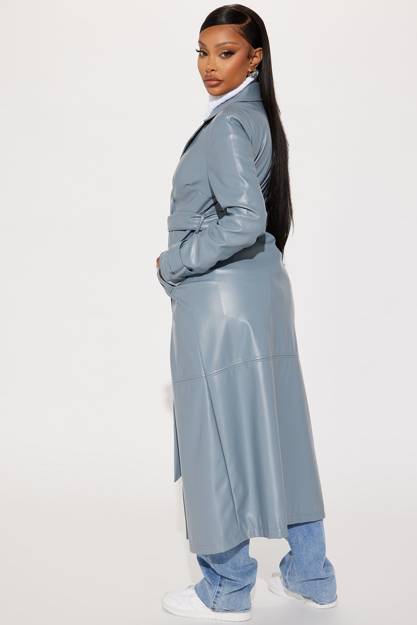 Last Nights Look Trench Coat - Slate Blue sold by Fashion Nova product image thumbnail 6