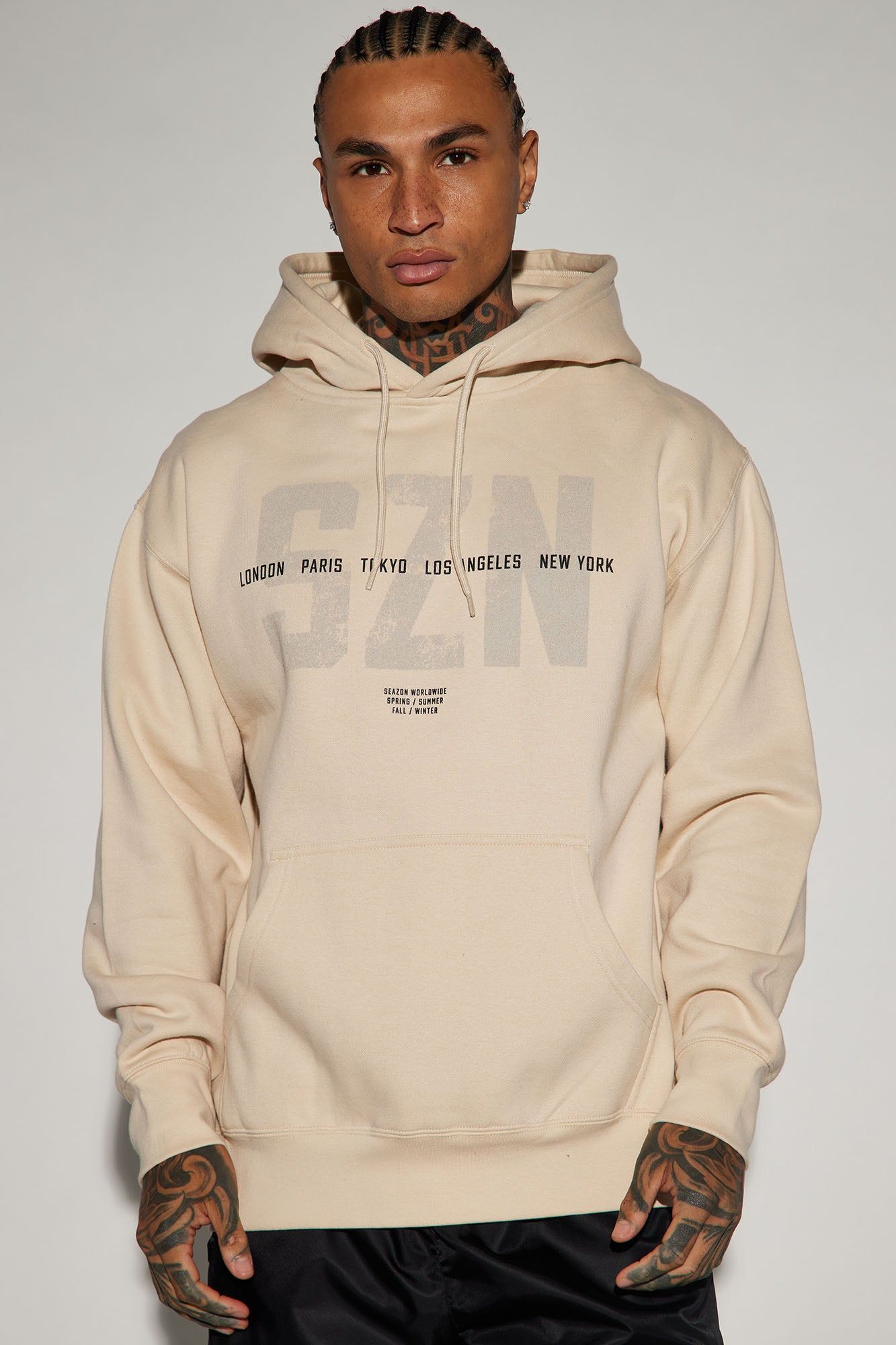 SZN Worldwide Hoodie - Sand sold by Fashion Nova