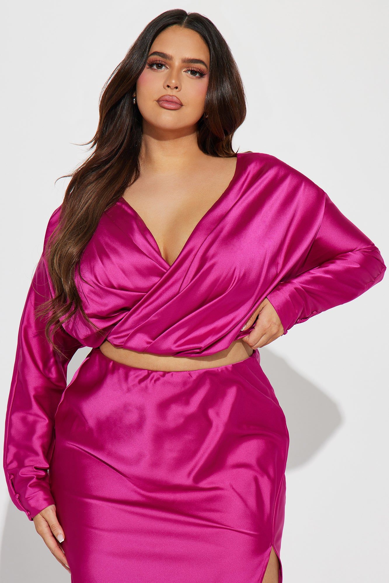Finding My Way Satin Skirt Set - Magenta sold by Fashion Nova product image thumbnail 5