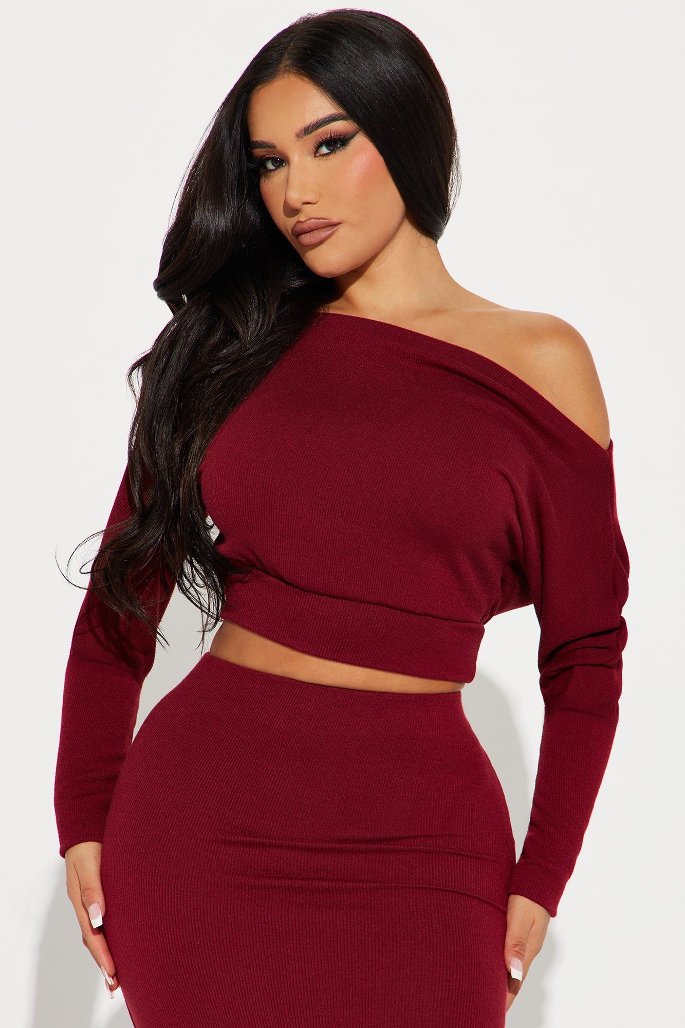 Camilla Sweater Skirt Set - Burgundy sold by Fashion Nova product image thumbnail 2