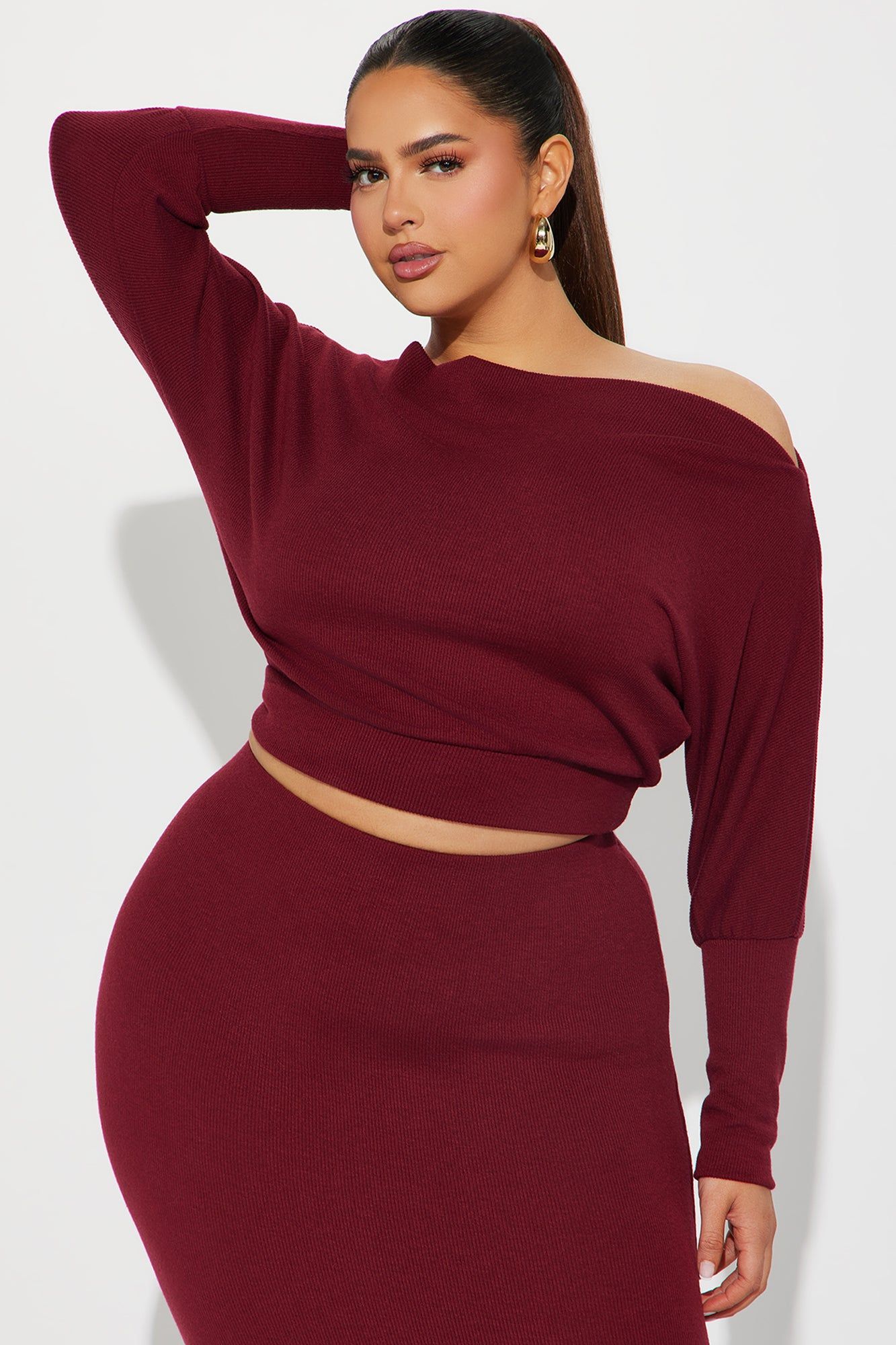 Camilla Sweater Skirt Set - Burgundy sold by Fashion Nova product image thumbnail 5