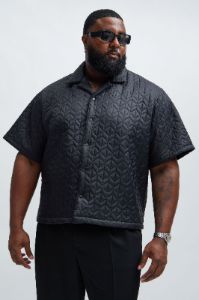 Oslo Quilted Nylon Shirt - Black sold by Fashion Nova