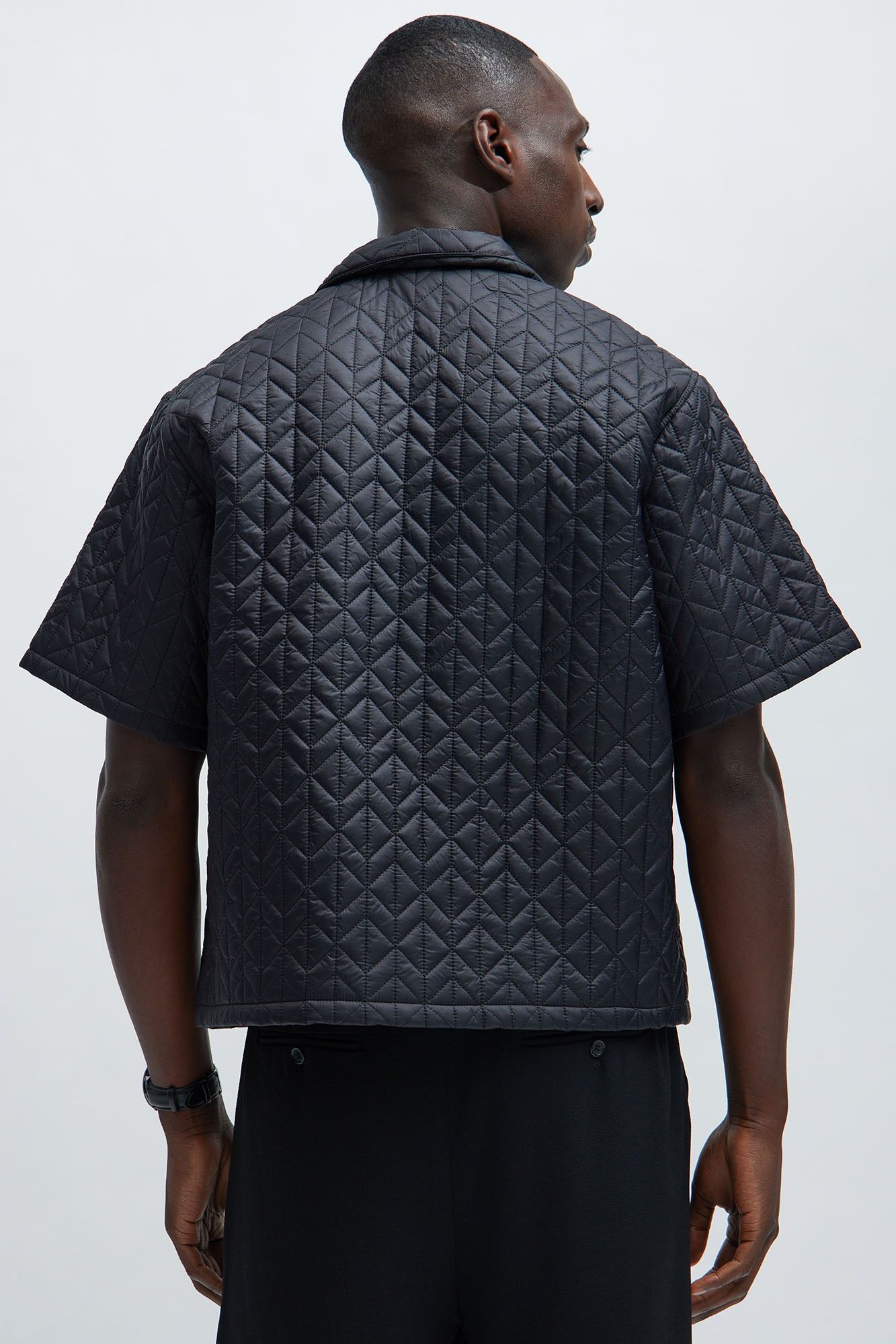 Oslo Quilted Nylon Shirt - Black sold by Fashion Nova product image thumbnail 4