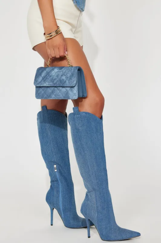 Finally FriYAY Handbag - Acid Wash Blue sold by Fashion Nova