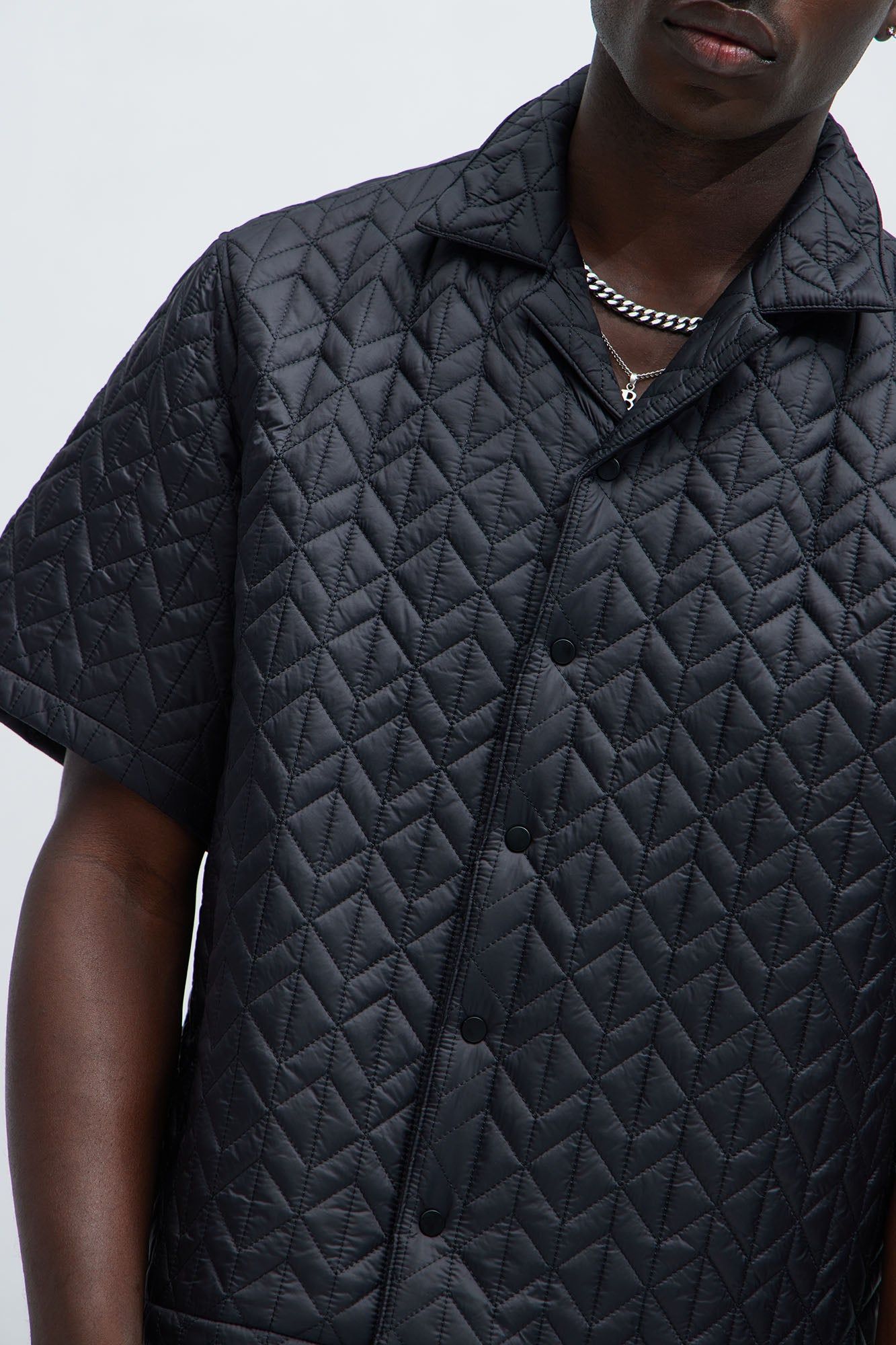 Oslo Quilted Nylon Shirt - Black sold by Fashion Nova product image thumbnail 3