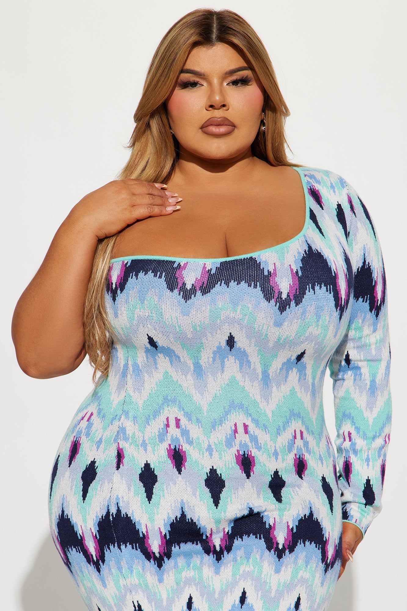 Patricia Sweater Midi Dress - Blue/combo sold by Fashion Nova product image thumbnail 5