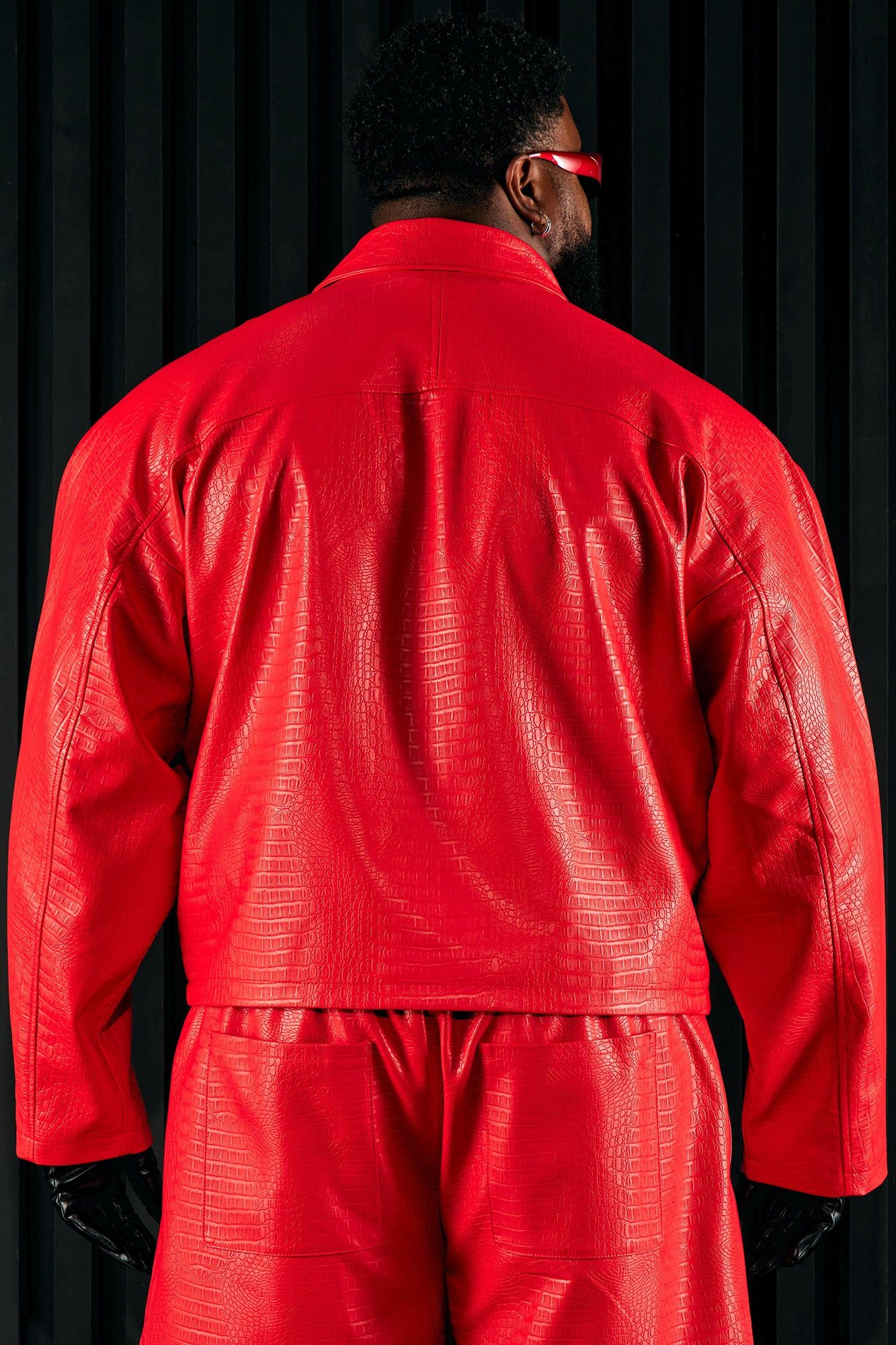 Gotta Run Faux Croc Leather Cropped Jacket - Red sold by Fashion Nova product image thumbnail 6