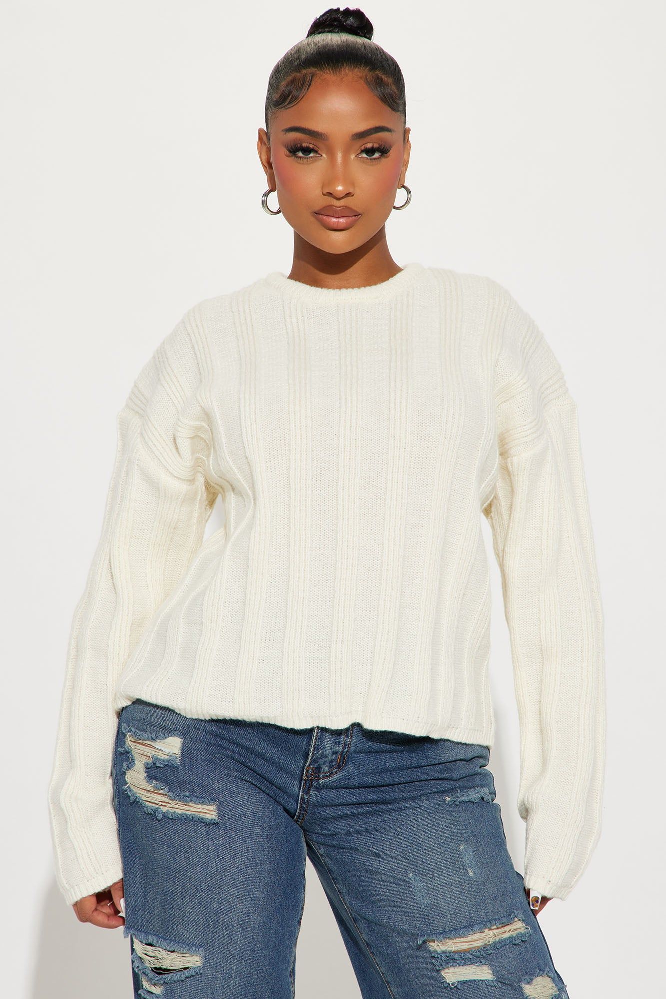 Out And About Sweater - Cream sold by Fashion Nova