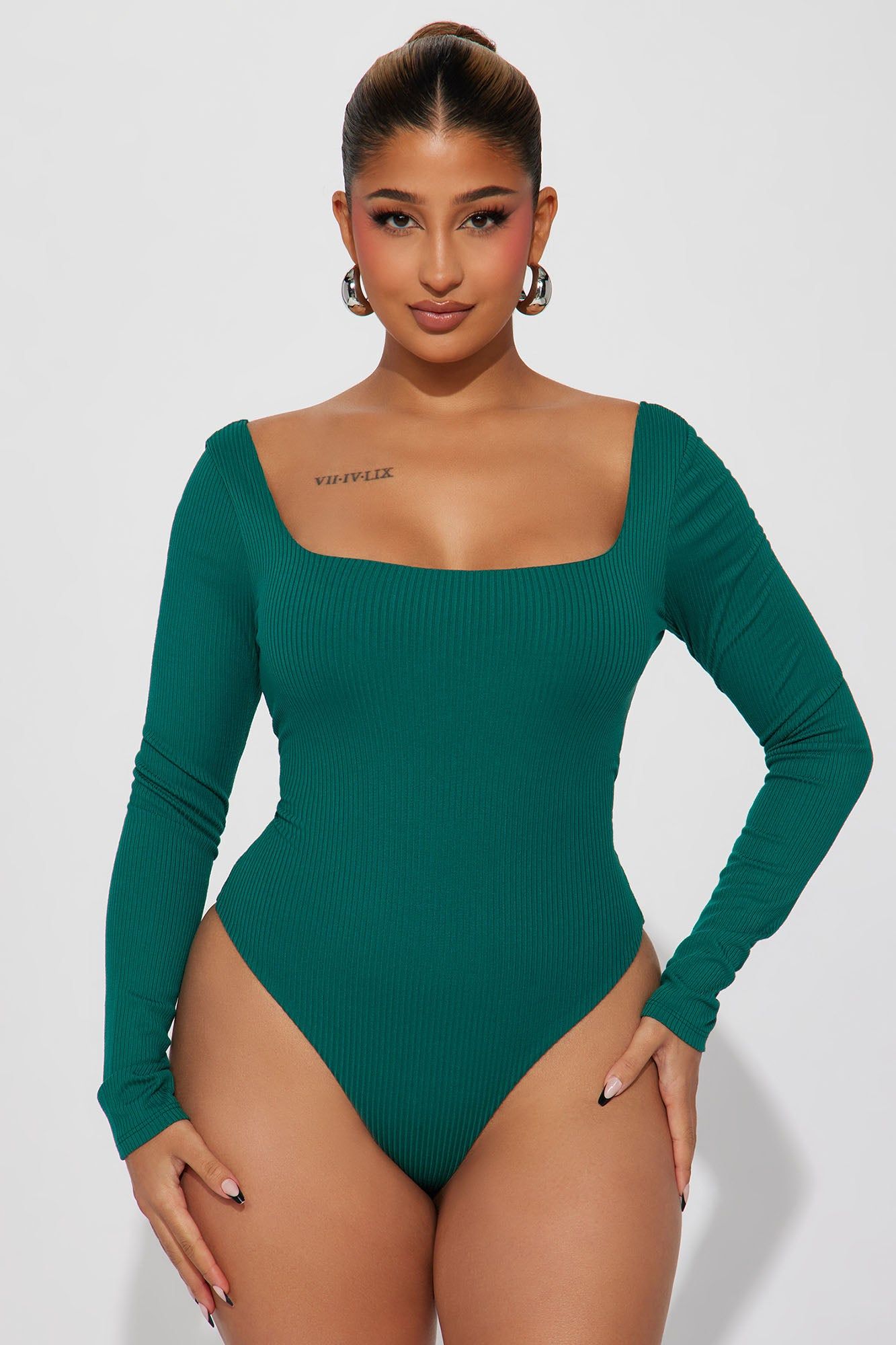 Irina Double Lined Bodysuit - Hunter sold by Fashion Nova