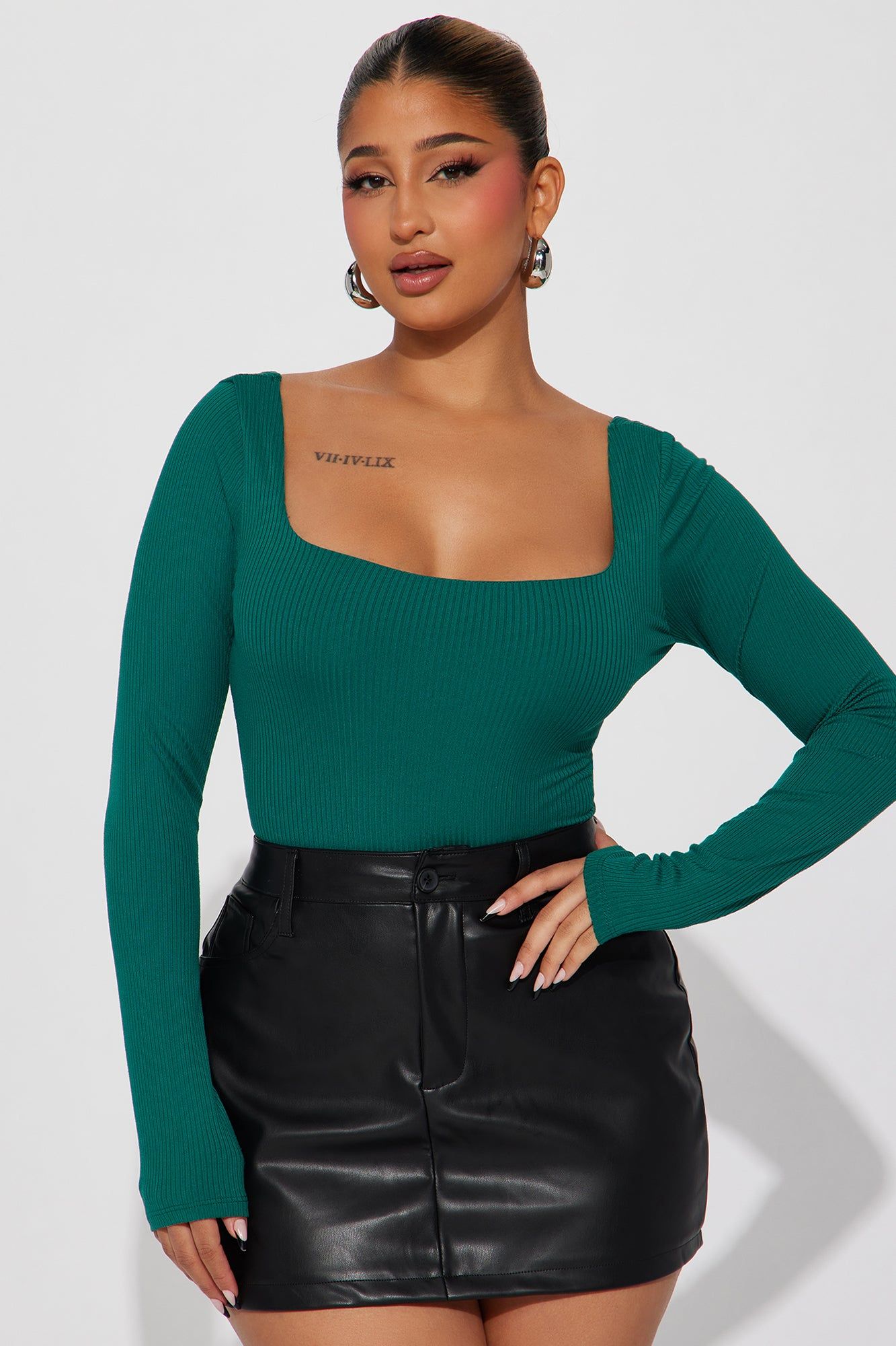 Irina Double Lined Bodysuit - Hunter sold by Fashion Nova product image thumbnail 3