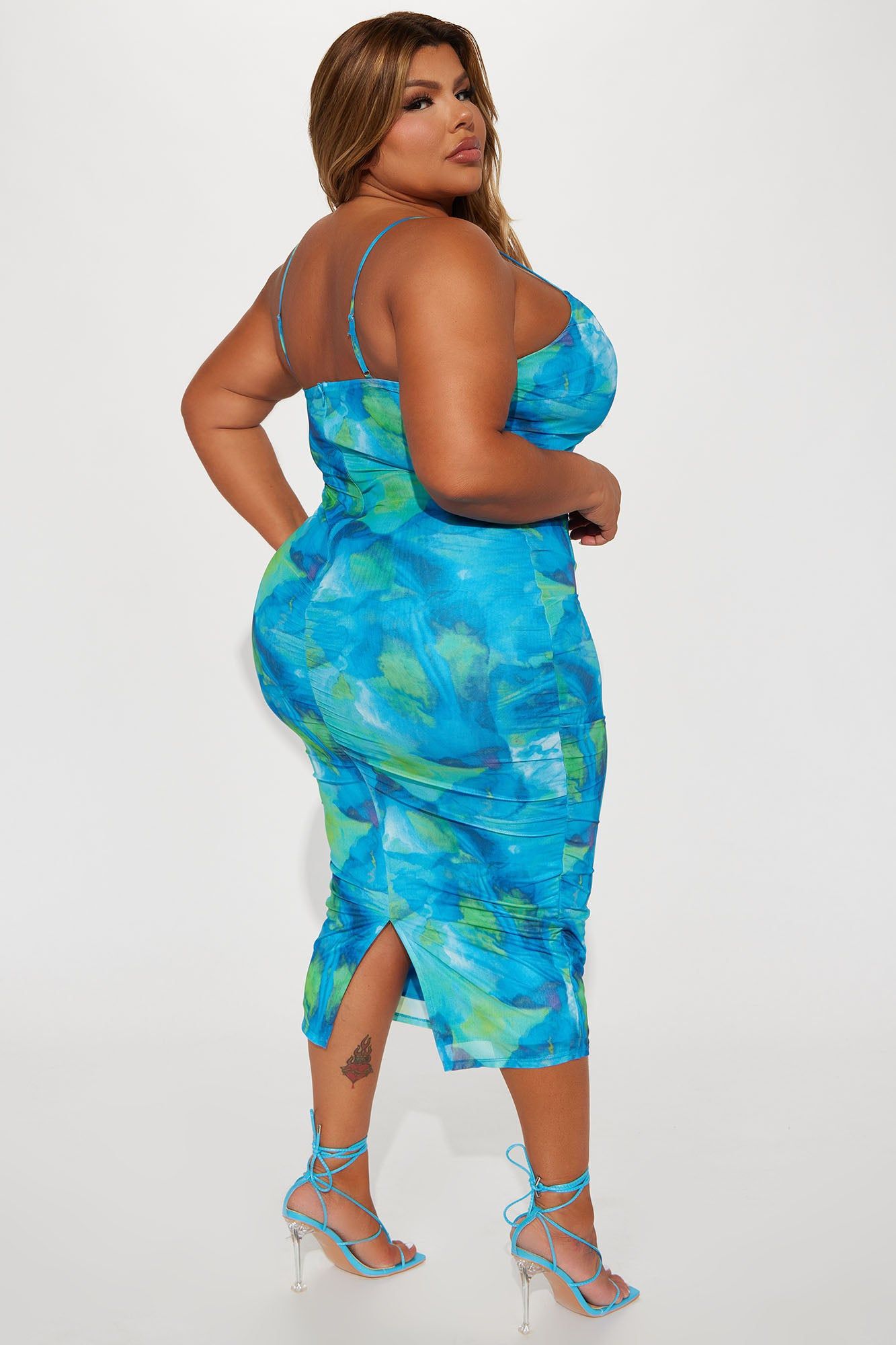 Delilah Mesh Midi Dress - Blue/combo sold by Fashion Nova product image thumbnail 6