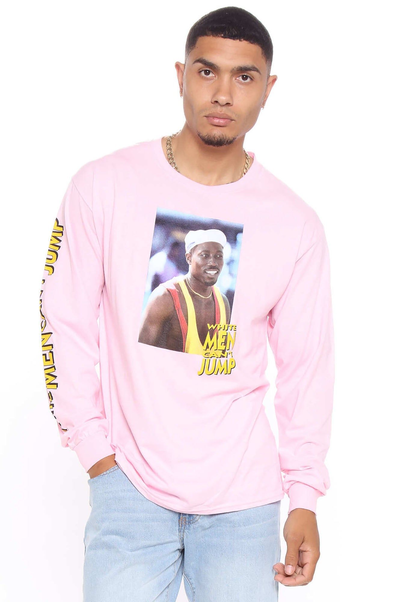 White Men Cant Jump Long Sleeve Tee - Pink sold by Fashion Nova