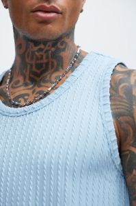 Rope Textured Tank - Light Blue sold by Fashion Nova