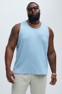 Rope Textured Tank - Light Blue sold by Fashion Nova