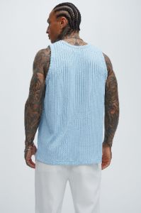 Rope Textured Tank - Light Blue sold by Fashion Nova