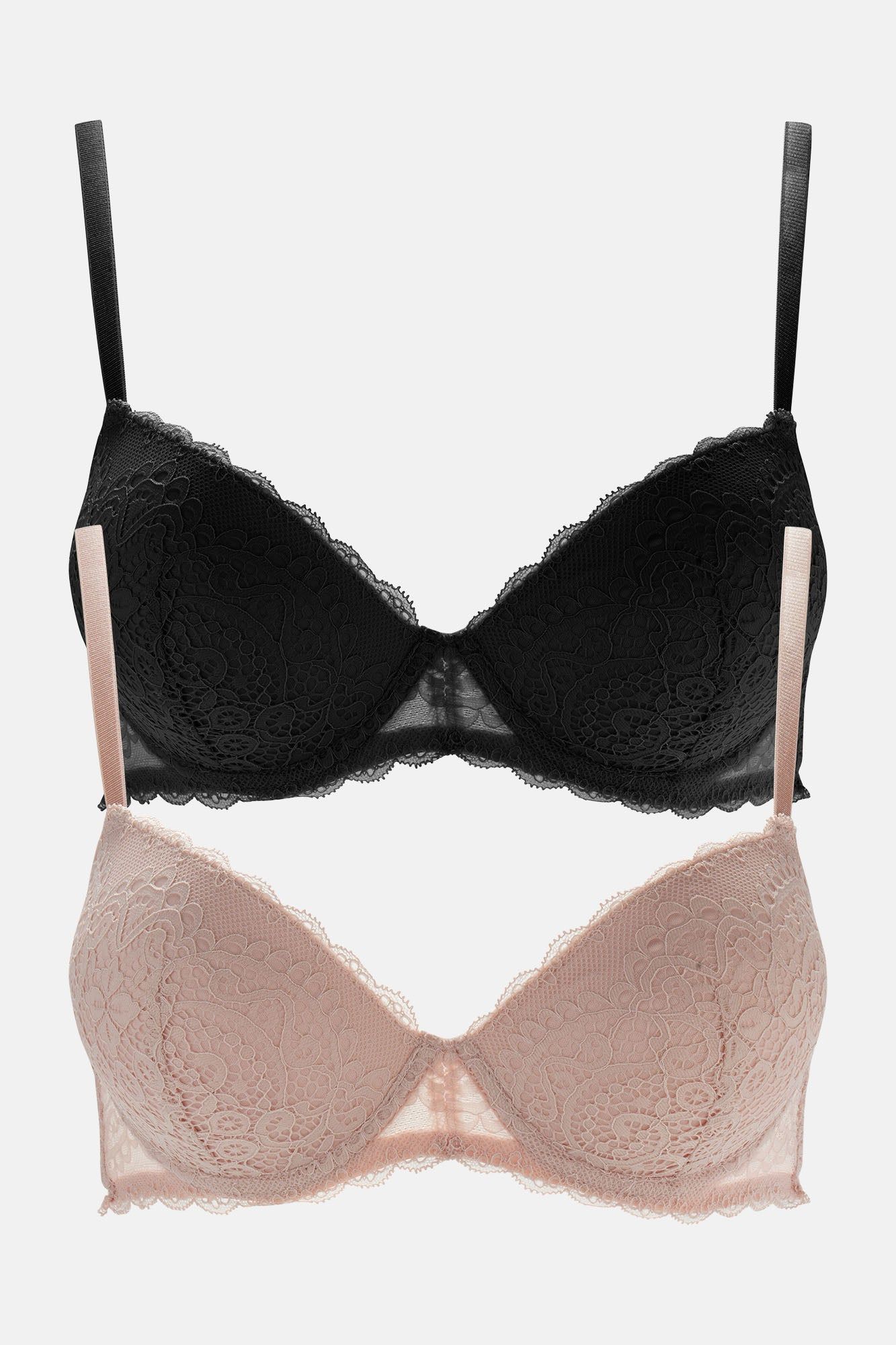 Level Up Extreme Push Up 2 Pack Bras - Black/Rose sold by Fashion Nova