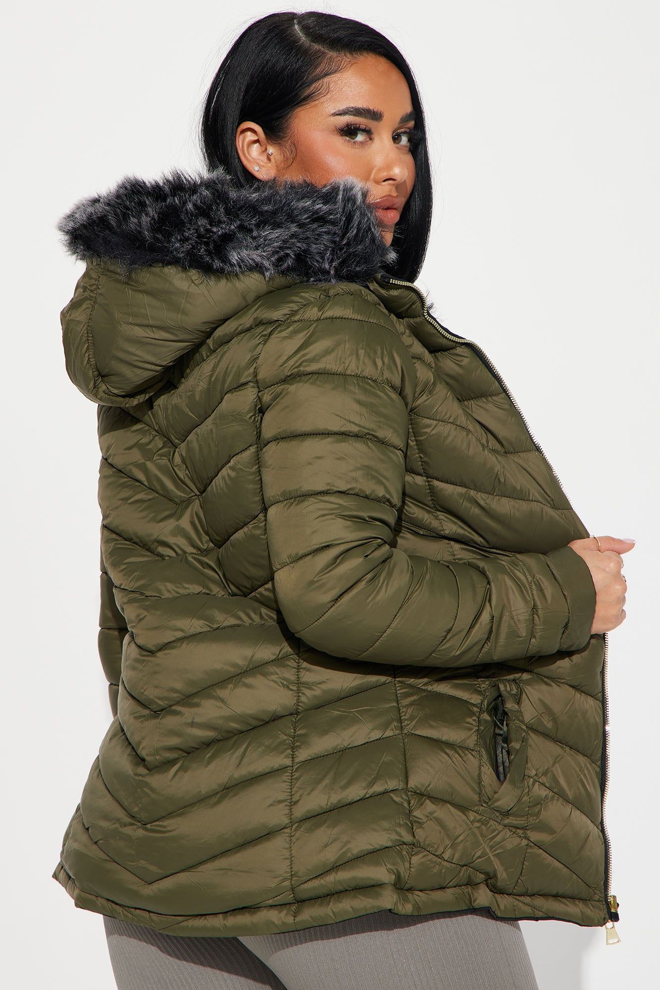 Anabelle Reversible Long Puffer Jacket - Black/combo sold by Fashion Nova product image thumbnail 5