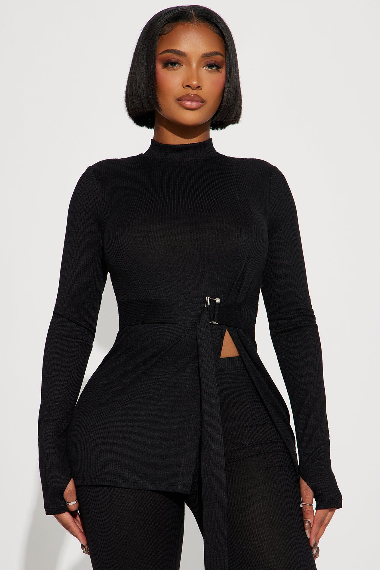 Stay Calling Me Ribbed Legging Set - Black sold by Fashion Nova product image thumbnail 2