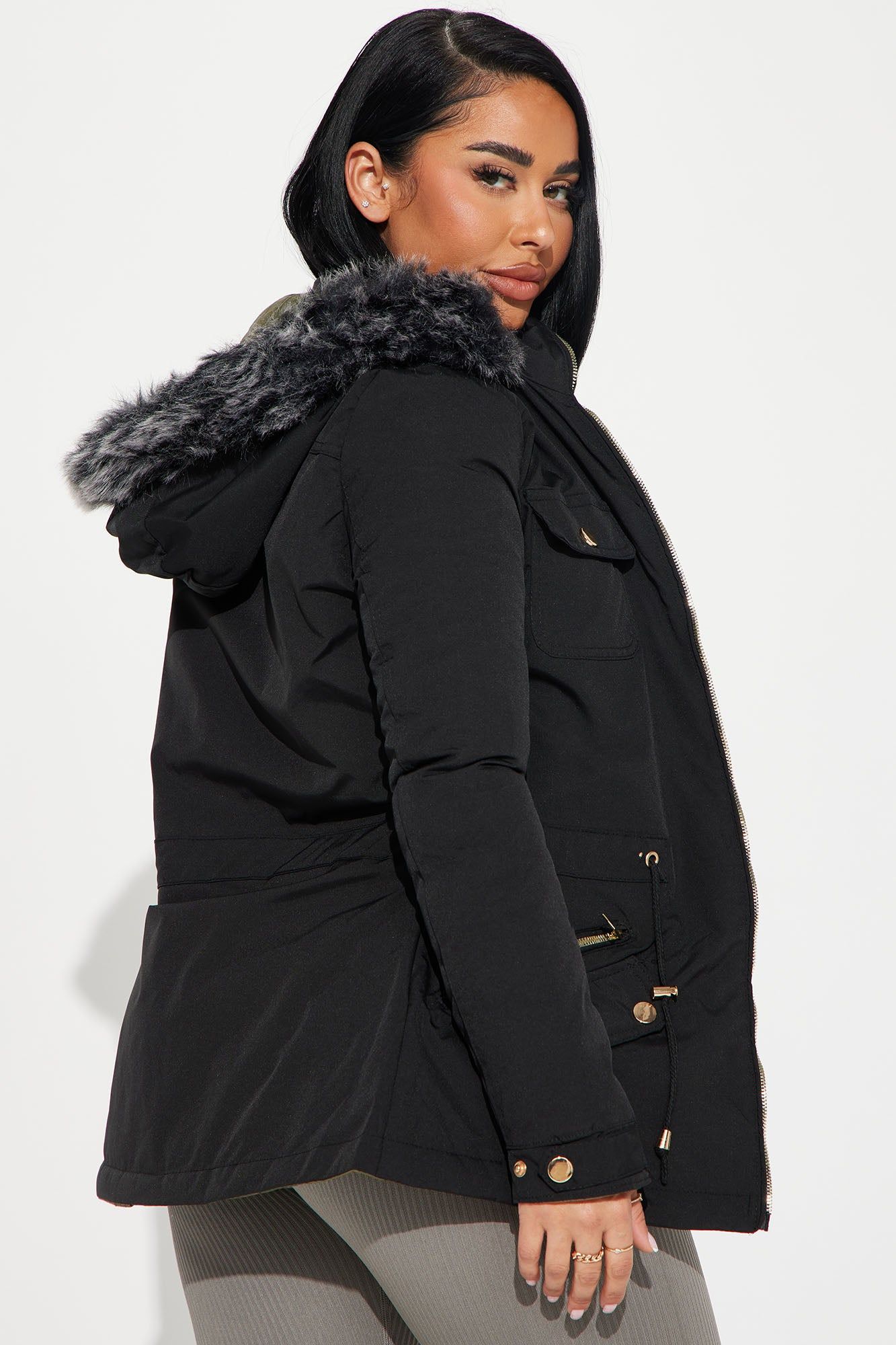 Anabelle Reversible Long Puffer Jacket - Black/combo sold by Fashion Nova product image thumbnail 4