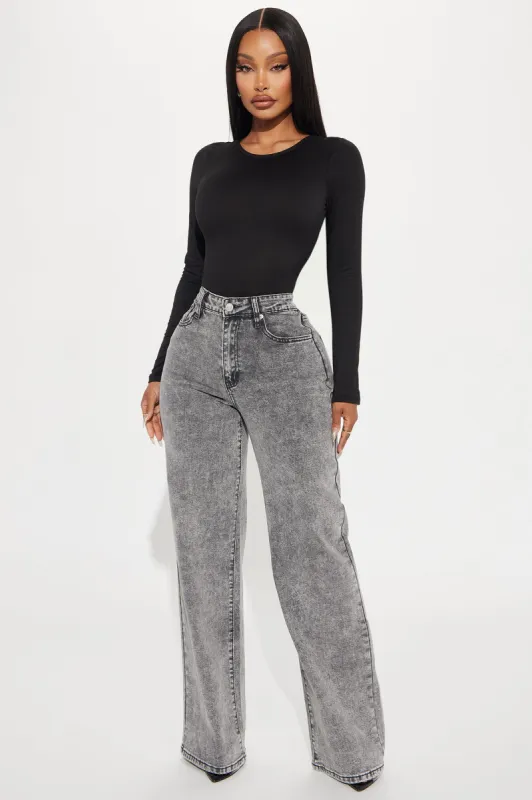Make It Worthwhile Wide Leg Jeans - Grey sold by Fashion Nova