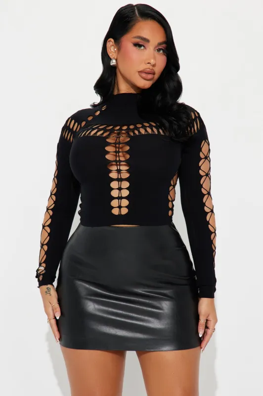 Like I Said Seamless Cut Out Top - Black made by Fashion Nova