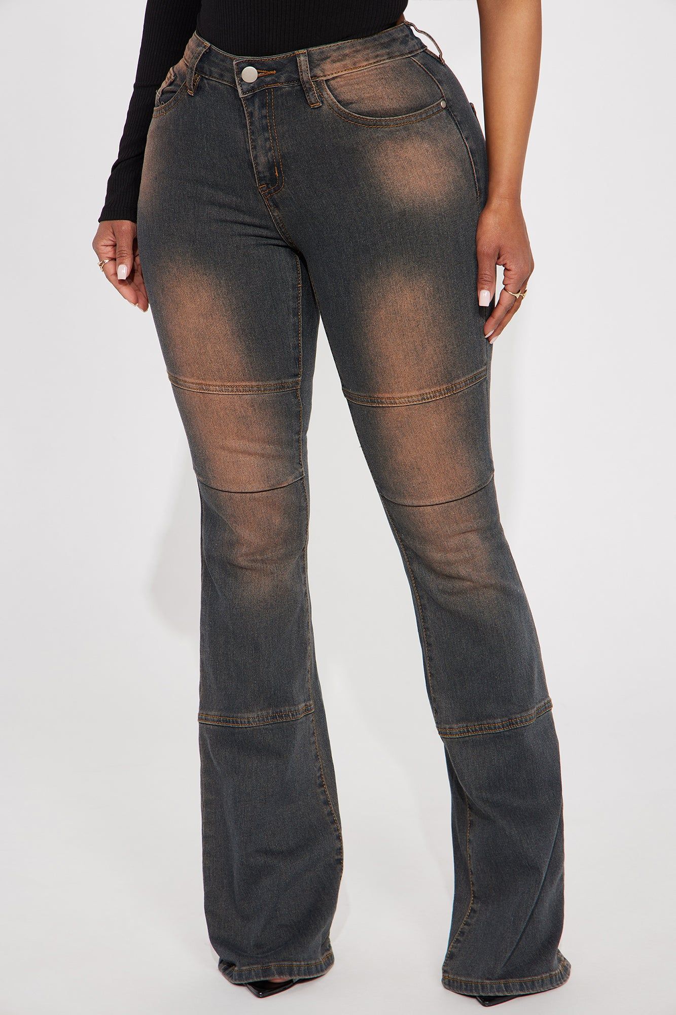 Okay Bestie Tinted Stretch Flare Jeans - Dark Wash sold by Fashion Nova product image thumbnail 2