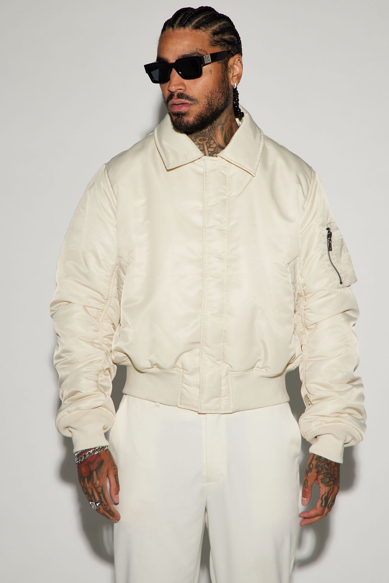 Sweet Spot Collar Bomber Jacket - Off White sold by Fashion Nova