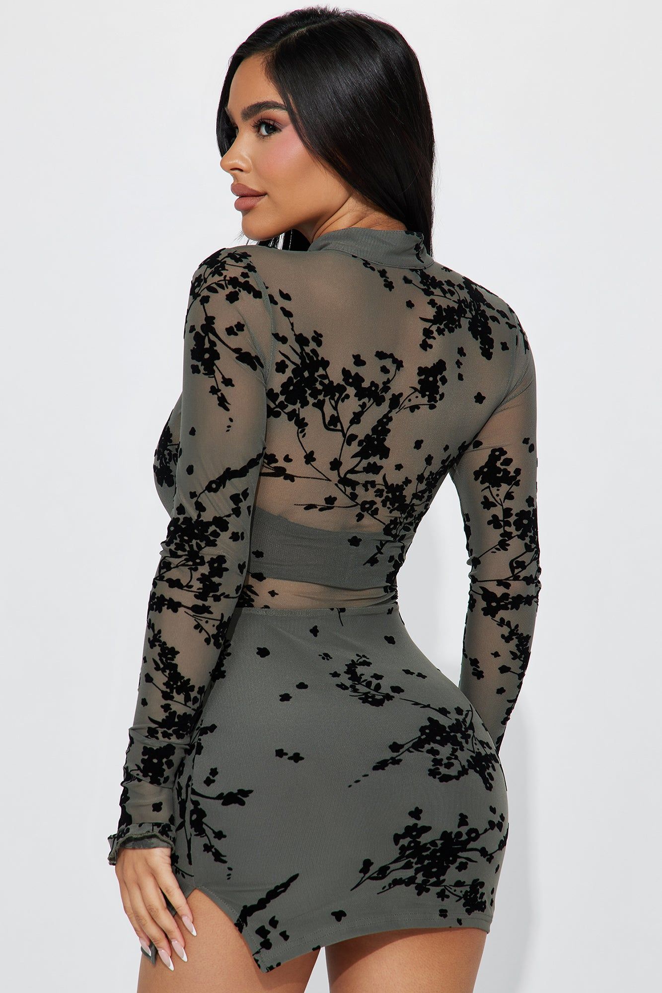 Cienna Floral Mini Dress - Olive sold by Fashion Nova product image thumbnail 3