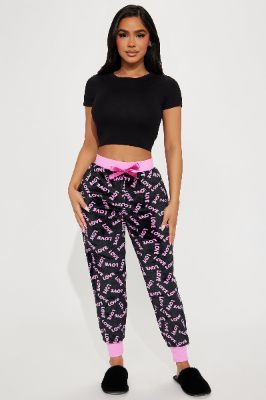 Love Love Love Plush PJ Joggers - Black/Pink sold by Fashion Nova