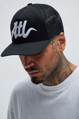 Atlanta Twill Trucker Hat - Black sold by Fashion Nova