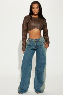 Thalia Tinted Baggy Jeans - Medium Wash sold by Fashion Nova