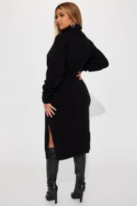 Jane Sweater Midi Dress - Black sold by Fashion Nova