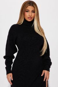 Jane Sweater Midi Dress - Black sold by Fashion Nova
