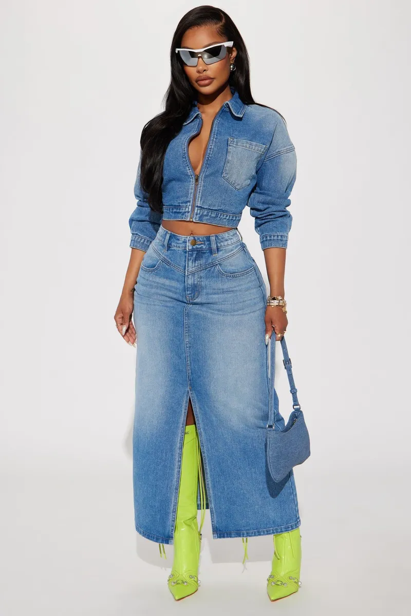 Blue jean skirt set hotsell