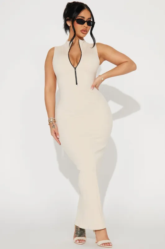 Crystal Snatched Maxi Dress - Cream sold by Fashion Nova