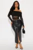 Under Radar Faux Leather Midi Skirt - Black sold by Fashion Nova