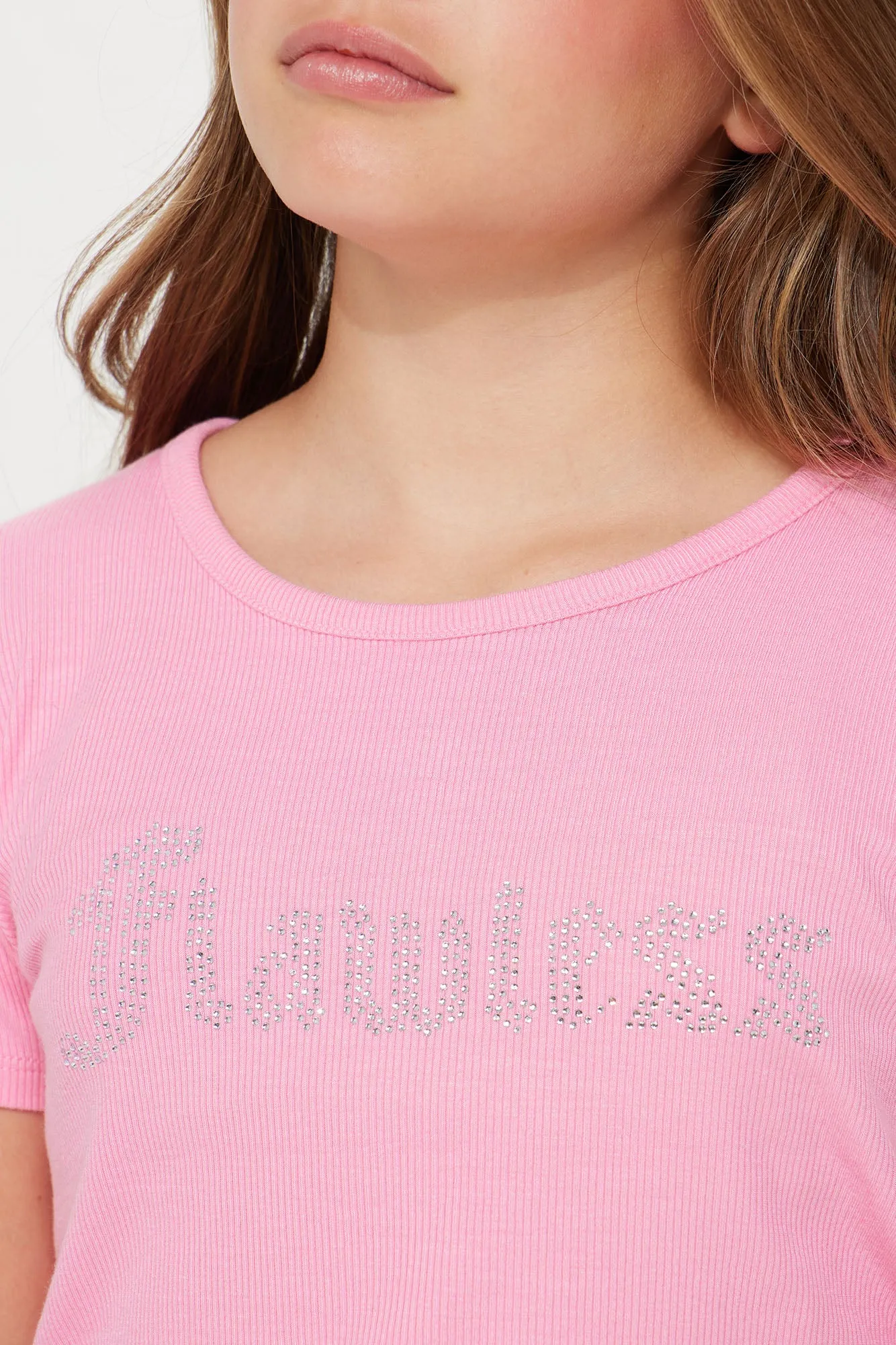 Mini Miss How It Is Rhinestone Tee - Pink sold by Fashion Nova product image thumbnail 3