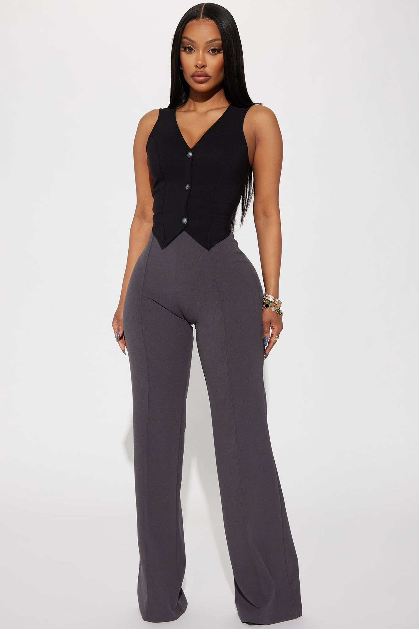 Tall Victoria High Waisted Dress Pants - Charcoal sold by Fashion Nova
