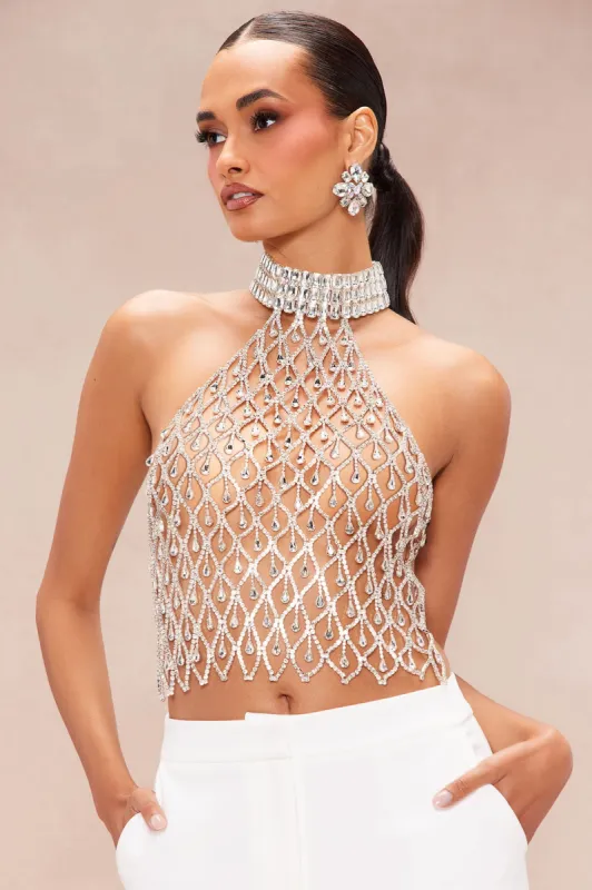 Danielle Embellished Top - Silver sold by Fashion Nova