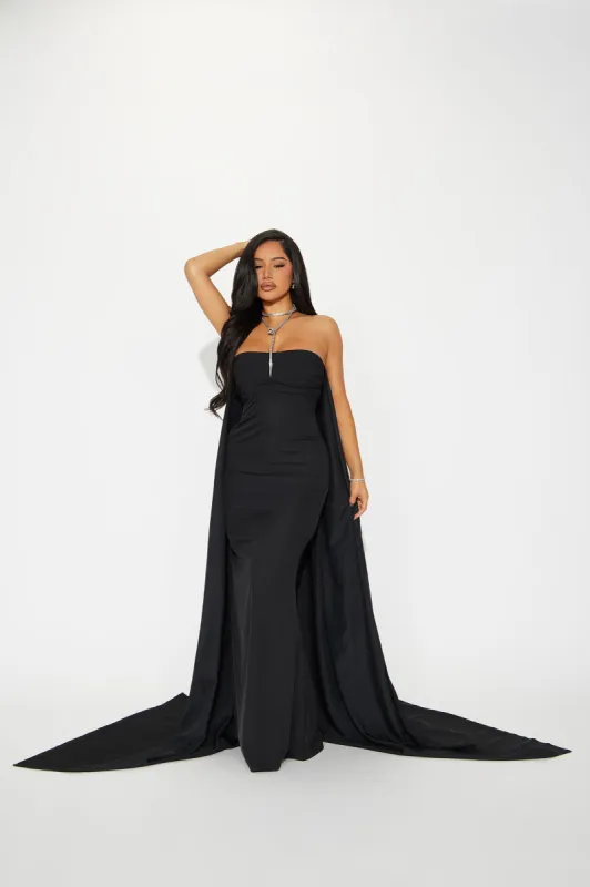 Here For The Drama Twill Gown - Black sold by Fashion Nova