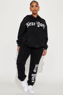 NYC Fleece Jogger Set - Black sold by Fashion Nova