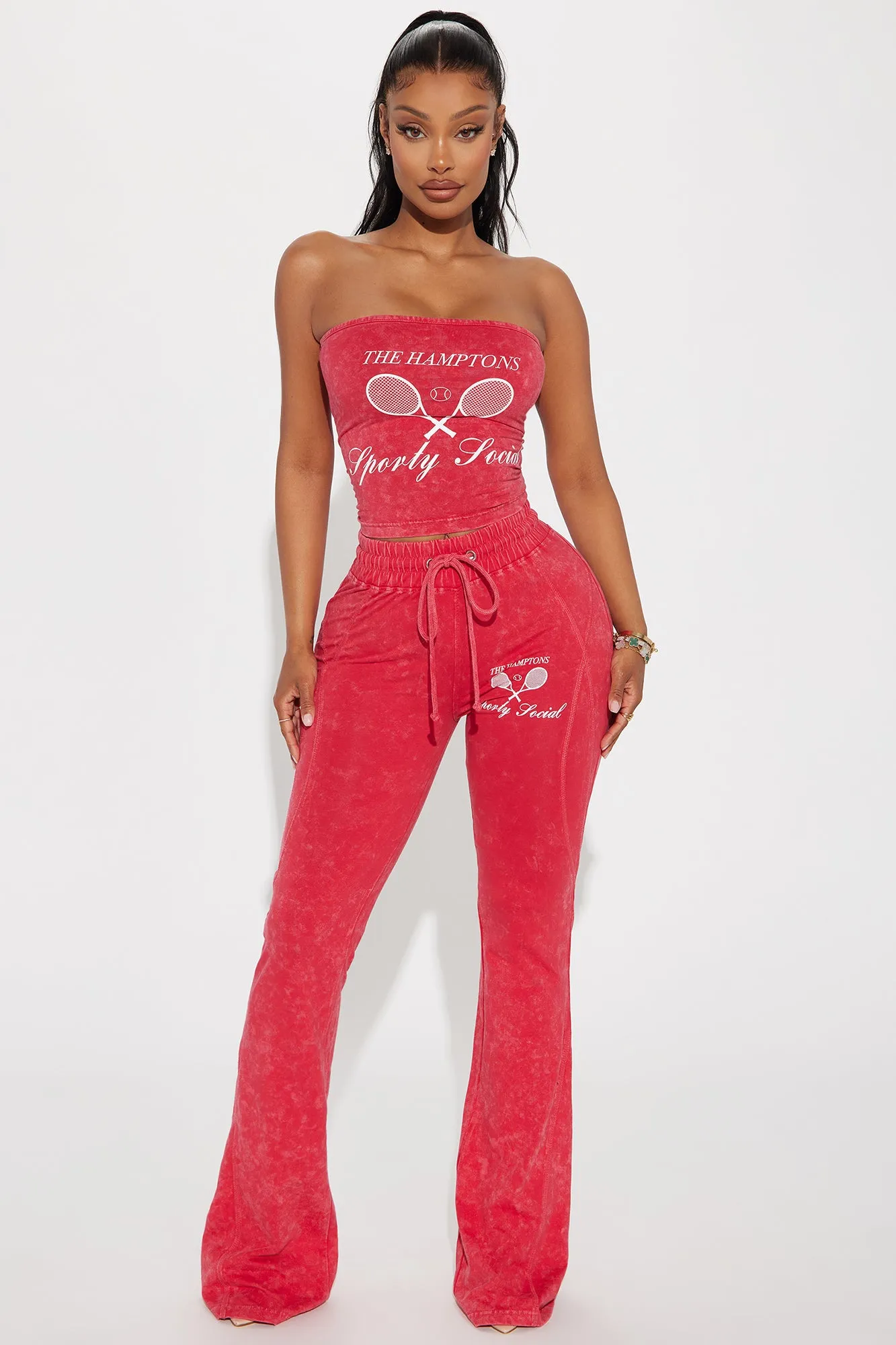 The Hamptons Sporty Flared Pant - Hot Pink sold by Fashion Nova