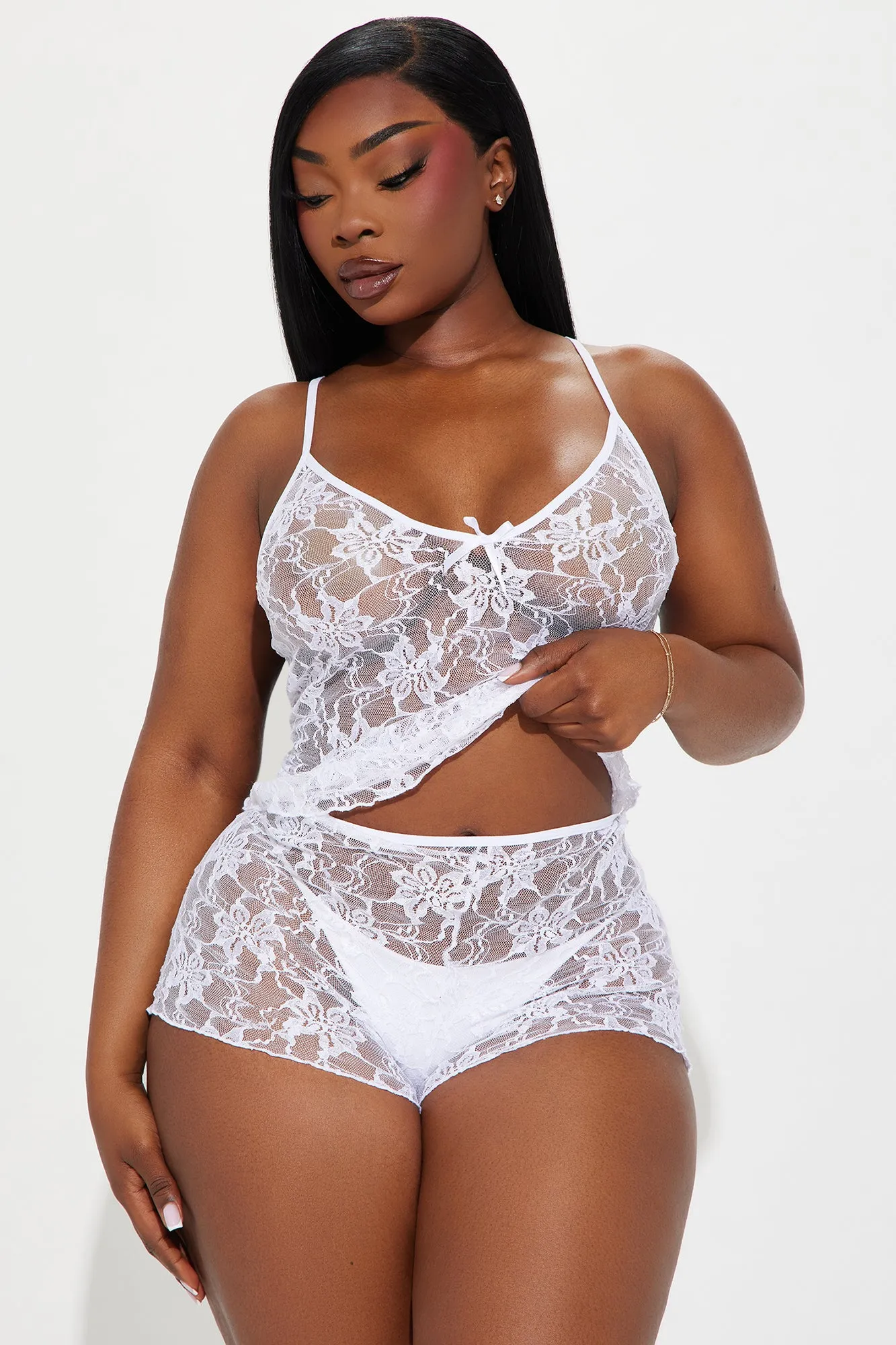 Sultry Moments Lace Cami Set - White sold by Fashion Nova product image thumbnail 4