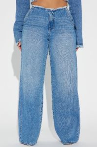 It's Just Business Cut Off Waistband Baggy Jeans - Medium Wash sold by Fashion Nova